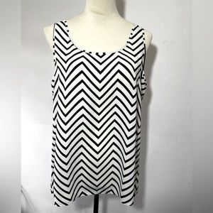 Express, black and white chevron, split back tank top, L